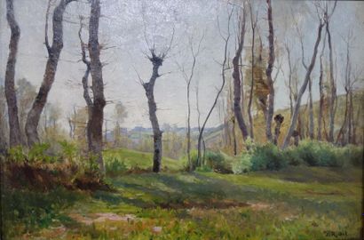 Jules Ridet (1847-1919).
Le printemps à Tassin.
Huile...