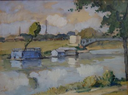 Georges Descours (1889-1964).
Bord de rivière...