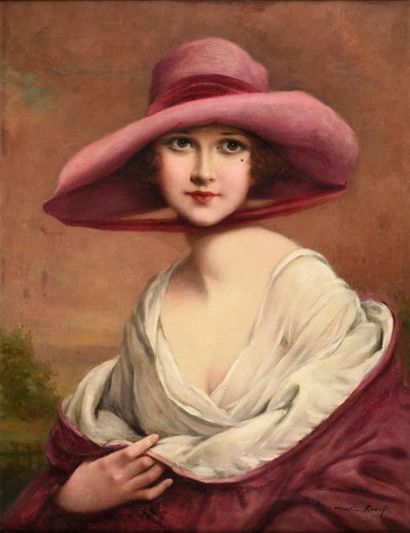 null François Martin-Kavel (1861-1931).
Femme au chapeau.
Huile sur toile.
Signé...