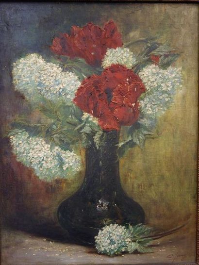 null Charles Frédéric Jung (1865-1936).
Lilas blancs et fleurs rouges.
Huile sur...