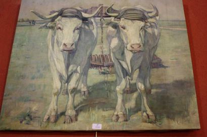 null Attribué à Dorine VAN OYEN (1887-?)
"L'attelage"
Huile sur toile.
68,5 x 84,5...