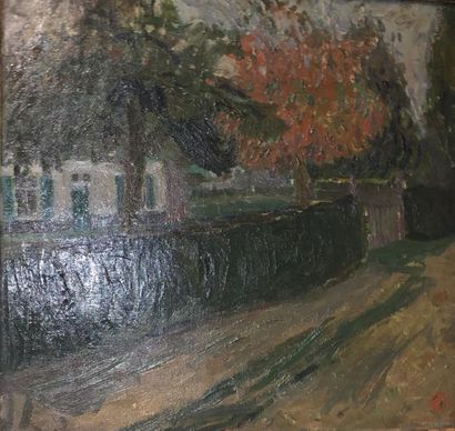 null Léon de Smet (1881-1966)
Le chemin et l'arbre rouge 
Huile sur toile.
Monogrammée...