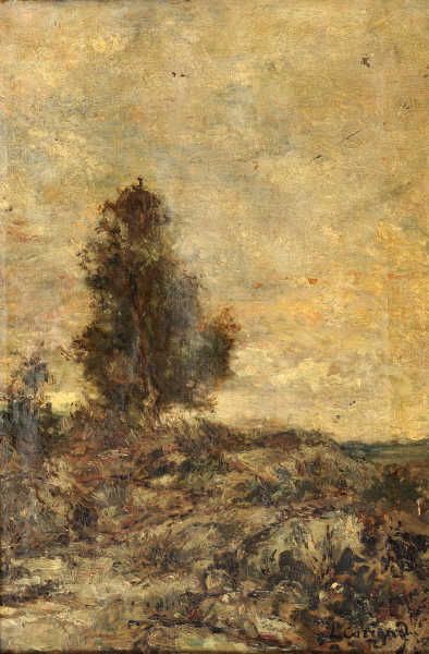 null Louis CARRAND (1821-1899) 
"Paysage avec arbres à Cailac" 
Huile sur toile signée...