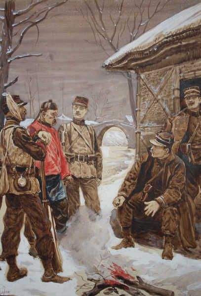 null Alphonse LALAUZE (1872-1936) 
" Campagne de Chine 1900/1901 Scène d'interrogatoire"...