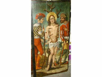 null Ecole allemande du XVIème siècle . 
Saint Sebastien entouré d'un archer et d'un...