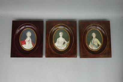 3 miniatures portrait de la comtesse Du Barry,...
