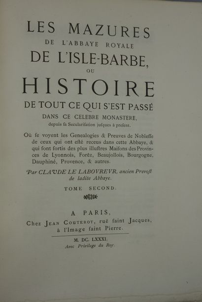 null LE LABOUREUR (Claude). LES MASURES DE L'ÎLE - BARBE. Nouvelle édition avec supplément...