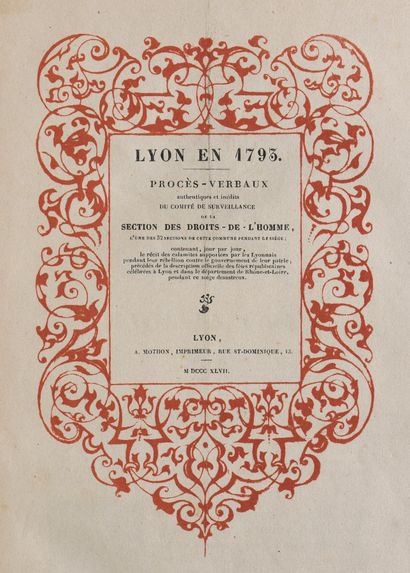 null [RÉVOLUTION]. LYON EN 1793. Procès - verbaux authentiques et inédits du Comité...