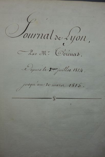 null TÉRÉNAS. JOURNAL DE LYON DEPUIS LE 2 JUILLET 1814 JUSQU'AU 10 MARS 1815. Recueui

factice...