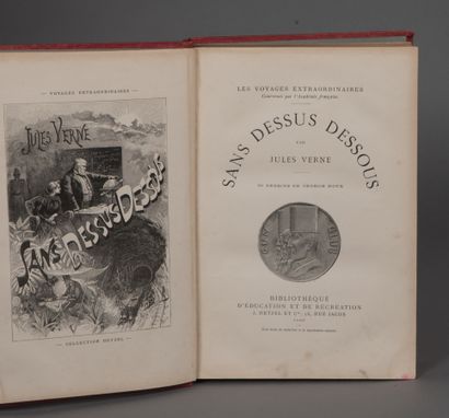 null VERNE Jules. SANS DESSUS DESSOUS. PARIS, HETZEL, s. d. (1889). Un volume simple,...