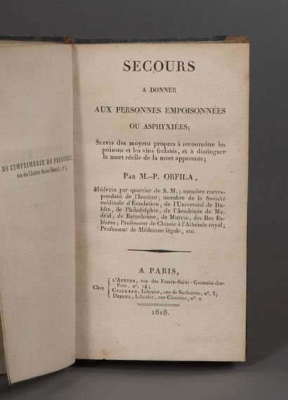 null ORFILA M. - P. SECOURS A DONNER AUX PERSONNES EMPOISONNÉES OU ASPHYXIÉES. Suivis...