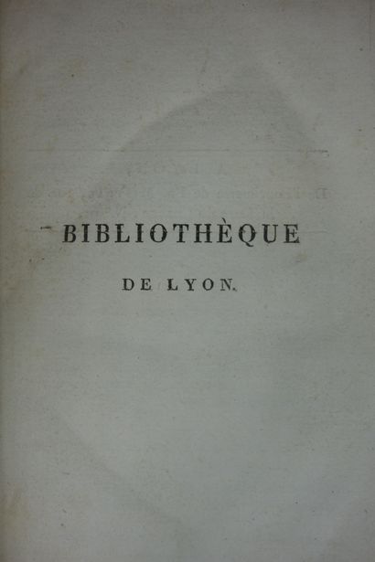 null DELANDINE (Ant. - Fr.). BIBLIOTHÈQUE DE LYON. Notices sur les manuscrits qu'elle...