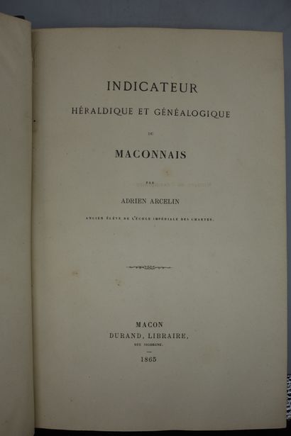 null ARCELIN (Adrien). INDICATEUR HÉRALDIQUE ET GÉNÉALOGIQUE DU MACONNAIS.

MACON,...