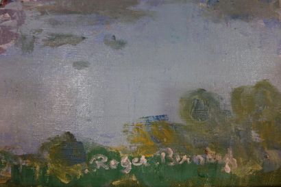 null Roger BERNARD (1928). 
 The canal.
Oil on canvas.
Signed lower right.
Contresigned,...