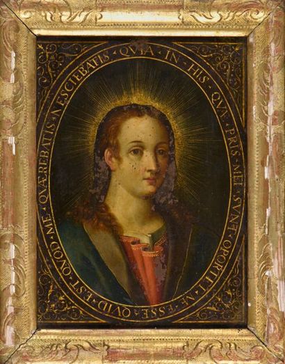 null ECOLE FRANCAISE du XVIIe siècle

1 - Portrait de Jésus enfant.
Légendé en latin...