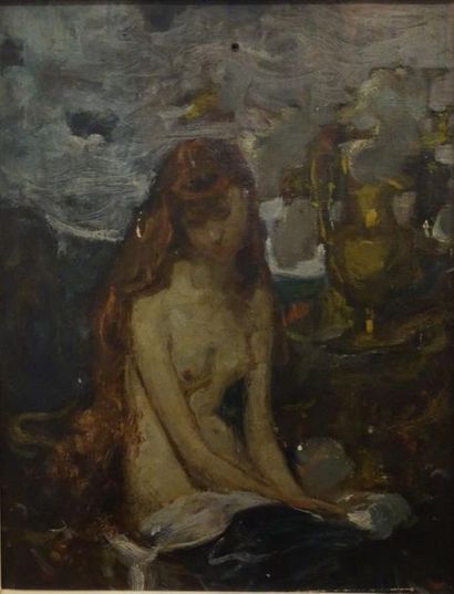 null Eugène Baudin (1843-1907).
Nu au miroir.
Huile sur toile.
35 x 27 cm.
Provenance :...