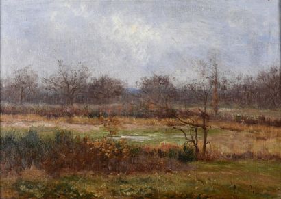 null Léon Marie Benoît ( ?- 1917).
Paysage d'automne.
huile sur toile.
Signé en bas...