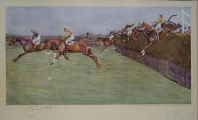 null After Cecil ALDIN (1870 - 1935)
Racing scenes. 
Suite of 4 chromolithographs....