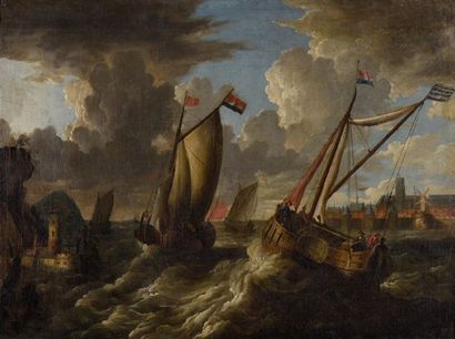 null KABEL Adriaen van der (Attributed to) Ryswick 1631 - Lyon 1705
Sailing ships...
