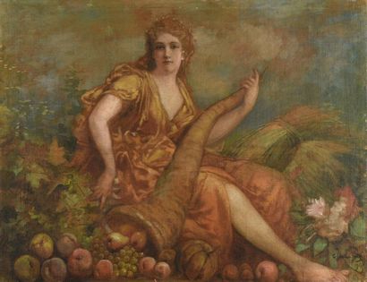 null Theodore Levigne (1848-1912). 
 Abundance or Autumn, 1903.
Oil on canvas.
Signed,...
