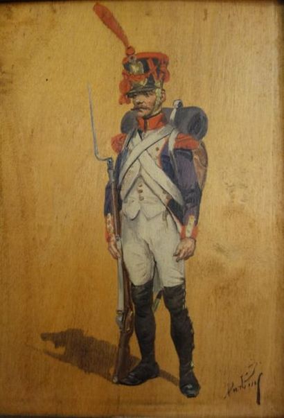 null Attributed to William S. DARLING (1882-1963). 
 Set of 11 works:

Military portrait.
Lancer.
Infantry...