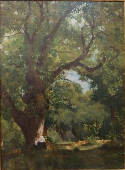 null Théophile Louis DEYROLLE (1844-1923).
Homme pensif au pied d'un arbre (autoportrait...