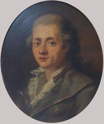 null ECOLE FRANCAISE Dernier tiers du XVIIIe siècle 
Portrait d'un homme jeune coiffé...