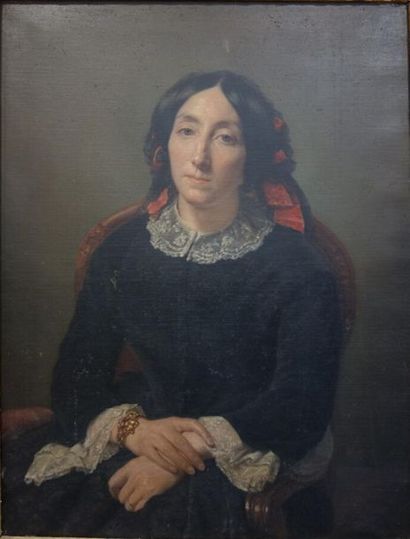 null Malet (Ecole française du XIXème siècle).
Portrait de dame assise, 1854.
Huile...