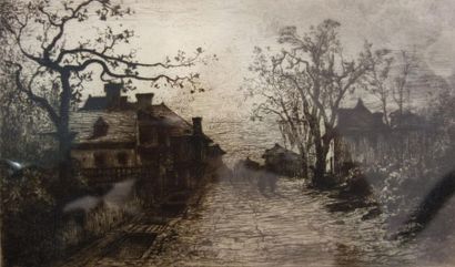 null Adolphe APPIAN (1818-1898). 
 Rue du village d'Artemare, Ain.
Etching on paper.
On...