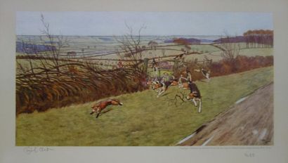 null After Cecil ALDIN (1870 - 1935)
Hunting scenes. 
Suite of 4 chromolithographs....