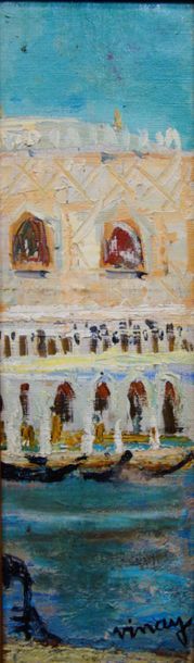 null Jean VINAY (1907-1978). 
 Palace in Venice.
Oil on canvas pasted on cardboard.
Signed...