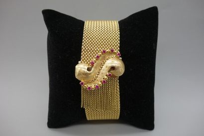 Bracelet ceinture en tissu d'or jaune 18K...