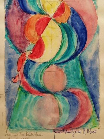 null René Maria BURLET (1907-1994).
Lot de trois oeuvres :

Contrastes simultanés.
Aquarelle...