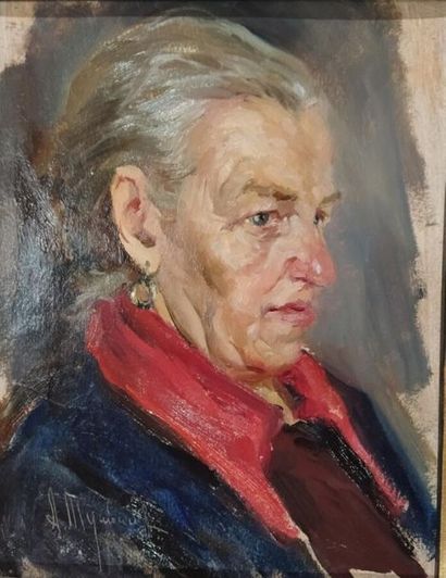 null Anatoly Tumbasov (1925-2001).
Portrait de femme.
Huile sur carton.
Signé en...