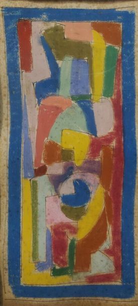 null René DÜRRBACH (1910-1999).
Lot de trois oeuvres :

Composition I.
Encre et pastel...