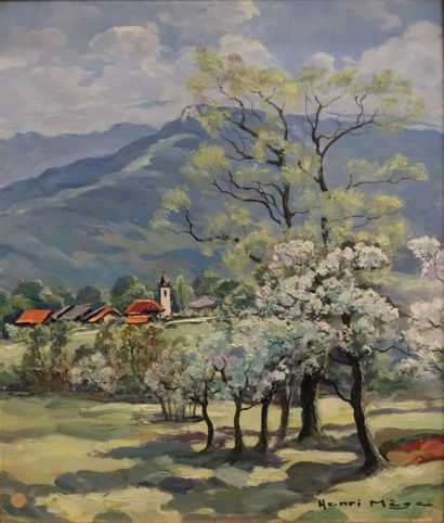 null Henri Mège (1904-1984).
Matinée de printemps sur la route du Revard, 1970.
Huile...