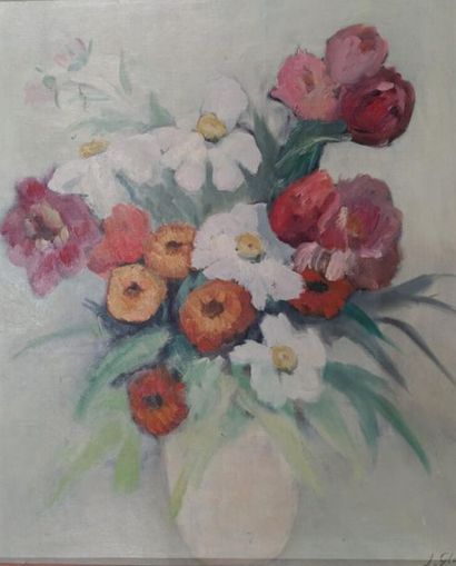 Jeanne Glachet (1887-1951).
Fleurs.
Huile...
