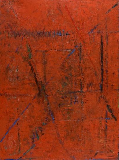 null Jean CHEVALIER (1913-2002).
Composition sur fond rouge, 1984-86.
Acrylique sur...