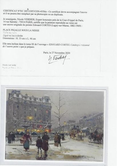 null Édouard CORTES (1882-1969)
Place Pigalle sous la neige - peinte circa 1956
Huile...
