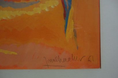 null Jean CHEVALIER (1913-2002).
Composition en marge, 1961.
Gouache sur carton.
Signé...