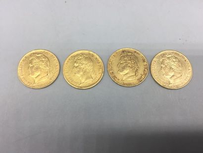 4 PIECES 20 gold francs Louis Philippe (1831-1839-1840-1841)
Lot...
