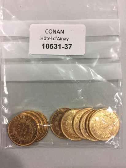 10 pieces 20 Francs gold NAPOLEON 3.
Lot...