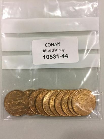 null 10 pieces 20 Francs gold Genie type.
Lot sold on designation, not present at...