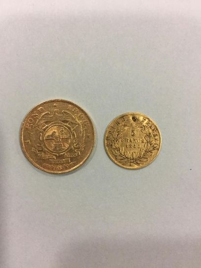 1 gold weight and 1 coin of 5 F or.
Lot sold...