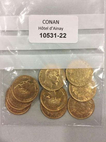 null 10 pieces 20 Francs gold NAPOLEON 3.
Lot sold on designation, not present at...