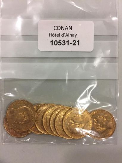 10 pieces 20 Francs gold NAPOLEON 3.
Lot...