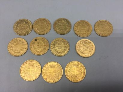 null 8 pieces of 20 gold francs, 3 pieces of 20 lira, 1 piece of 20 Swiss francs.
Lot...