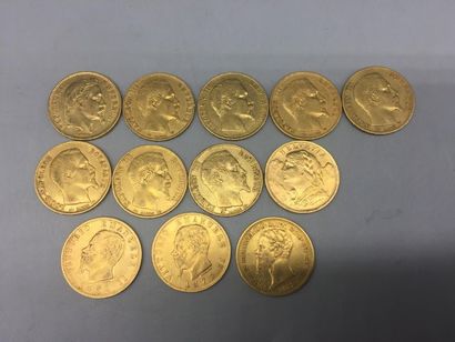 8 pieces of 20 gold francs, 3 pieces of 20...
