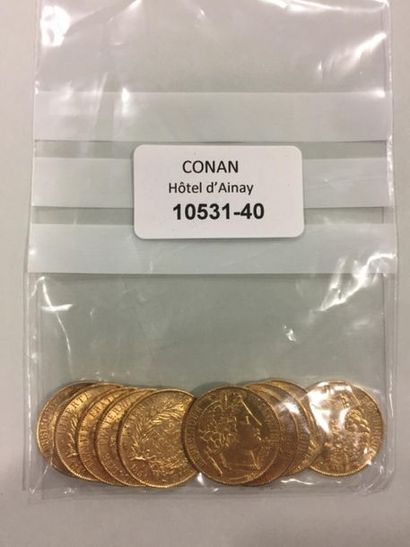 10 pieces 20 Francs gold type Ceres.
Lot...
