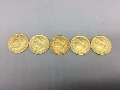 5 pieces 20 Francs gold NAPOLEON EMPEROR...